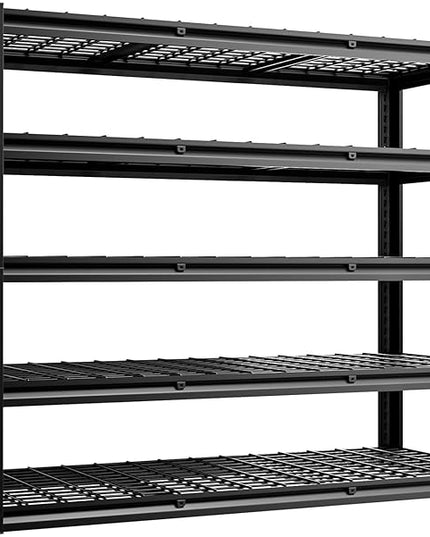 5-Tier 60”W x 24”D x 72”H Garage Shelving Storage Shelves 3000LBS Heavy Duty Metal Shelf Adjustable Rack Units Suitable for Garage Basement Warehouse Utility Shelves (Black)
