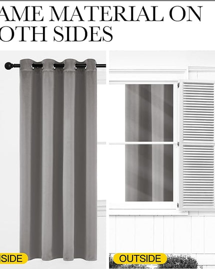 NICETOWN Chrome Gray Blackout Curtains 84 inches Long for Bedroom, Grommet Thermal Insulated Light Blocking Window Treatments for Living Room, W52 x L84, 2 Panels