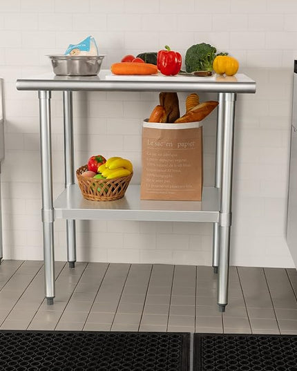 HARDURA Stainless Steel Table 24X30 Inches with Undershelf and Galvanized Legs NSF Heavy Duty Commercial Prep Work Table for Restaurant Kitchen Home and Hotel