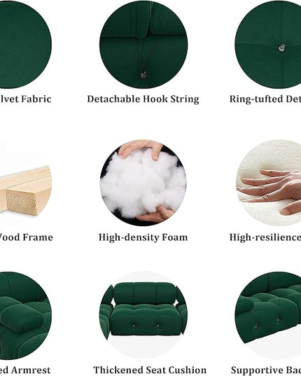 JACH 104" Convertible Modular Sectional Sofa, Minimalist Mid-Century Velvet Sofas Couches, Luxury Modern 3-Seat Wide Couch Sectional for Living Room Bedroom Office Apartment (Green)