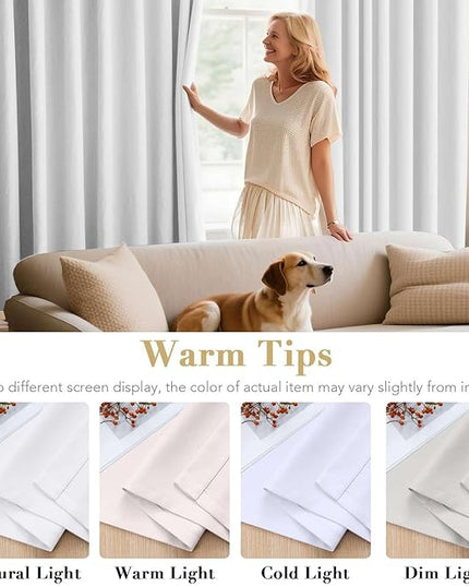 H.VERSAILTEX White Curtains for Bedroom Thermal Insulated Room Darkening Living Room Curtains Grommet Privacy Protection Window Curtain Panels/Drapes for Nursery, 2 Panels, 42x54 Inches, Pure White