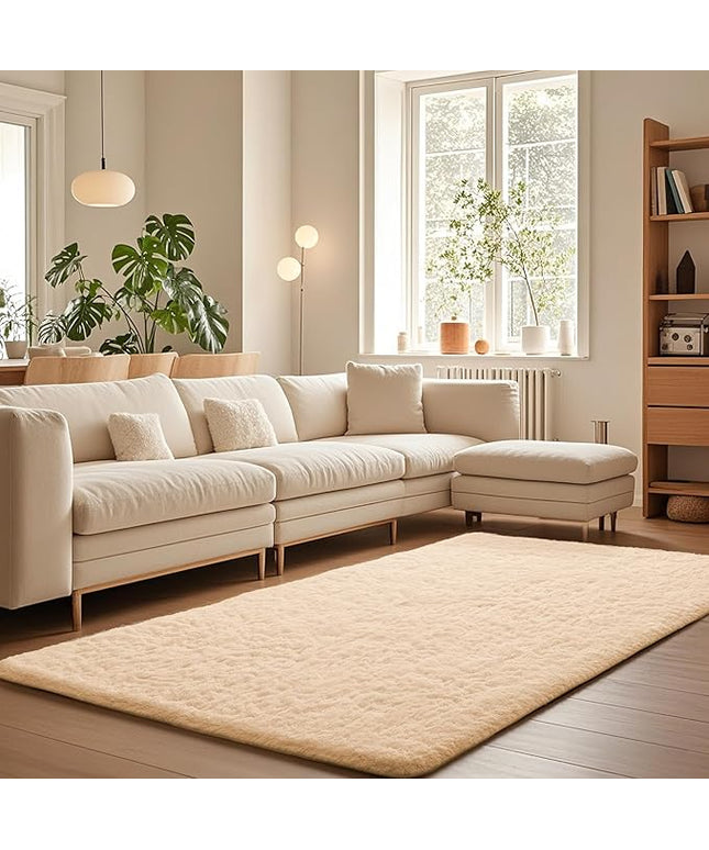 Ophanie Beige Rugs for Living Room Bedroom, 5x8 Fluffy Fuzzy Furry Carpet, Plush Soft Shaggy Bedside Indoor Floor Area Rug for Kids Girls Boys Baby Teen Dorm Nursery Home Decor Aesthetic