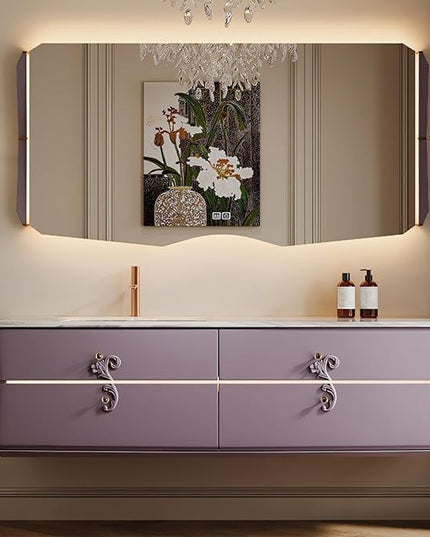 Bathroom Vanity with Sink - Including Defogging & Led Lights, Modern Bathroom Cabinet with 3 Drawers & Lipstick Box | Floating Bathroom Vanities Have Exquisite Handles (Mirrored Cabinet, 68'')