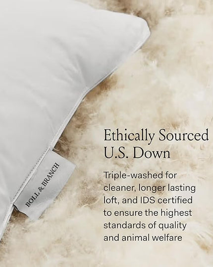 BOLL & BRANCH Down Chamber Pillow - Firm, King - Naturally Cooling Shell - Premium Comfort, Superior Support - Cruelty-Free IDS Certified Down