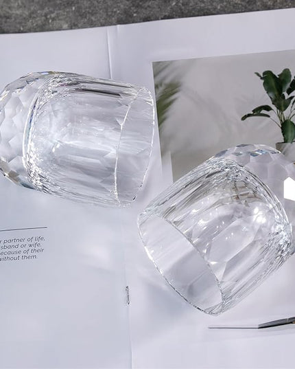 KAMMAK Whiskey Glasses Set of 2, 7.1 oz (210 ml) Old Fashioned Tumbler, Thick Base Crystal Glass with Delicate Rim & Seamless Design for Scotch, Bourbon, Cocktails, Lead-Free Barware
