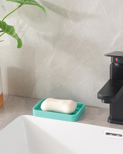 Silicone Kitchen Sink Organizer Tray for Multiple Usage,Easy Clean Sponges Holder for Kitchen Bathroom Counter or Sink,Dish Soap Dispenser,Scrubber,Bottle,Cup Mint 4.9”x 3.2”