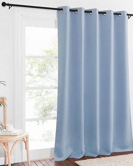 NICETOWN Blackout Curtains 84 Inch Length, Thermal Insulated Curtains for Bedroom Grommet Energy Saving Room Darkening Drapes for Living Room Window, 1 Panel, Vintage Blue, 66" W x 102" L