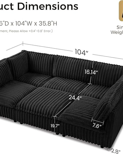 KKL Modular Sectional Sofa Bed, Convertible L/U-Shaped Sleeper Couch for Living Room, Modern Reversible Design, Black