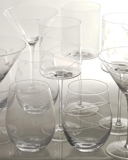 Etched Stemless Wine Glasses for Red or White Wine (Set of 4), 18-Ounces, Large Wine Glasses for Cabernet, Pinot Noir, Burgundy, Bordeaux, Clear, Etched