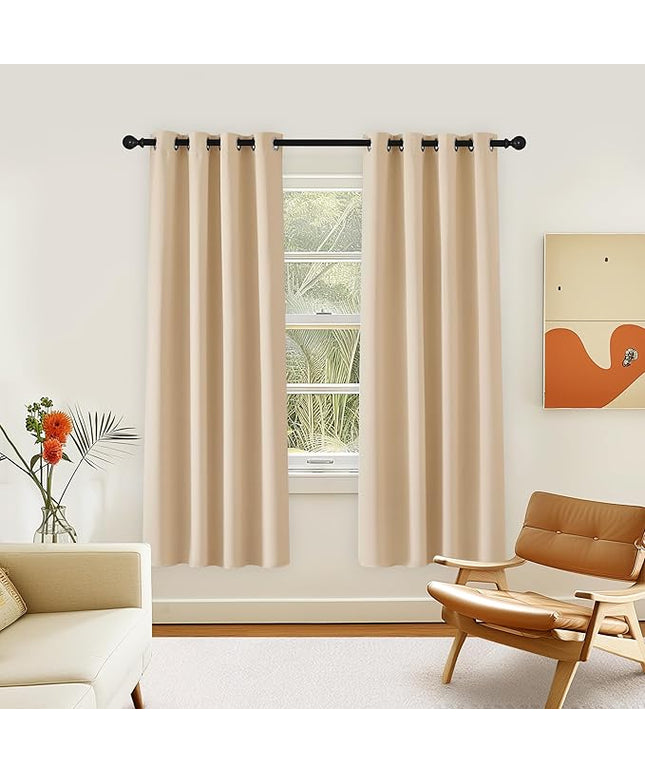 NICETOWN 72 inch Bedroom Curtain, Thermal Insulated Grommet Window Treatments Room Darkening Sound Reducing for Kids Room/Home Office, Biscotti Beige, 1 Panel, W46 x L72