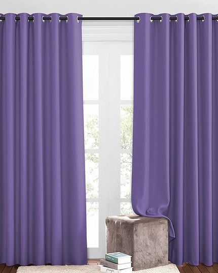 NICETOWN Bedroom Blackout Curtains and Drapes - Window Treatment Thermal Insulated Solid Grommet Blackout Draperies for Bedroom/Living Room (Lilac Purple, Set of 2, 80 by 84 Inch)