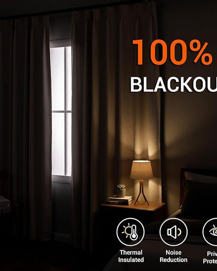 MYSKY HOME Taupe Blackout Curtains 96 inches Long Pinch Pleated Curtains for Living Room Bedroom 100% Room Darkening Black Out Window Drapes with Hooks Back Tab, 40" Wide per Panel, 2 Pieces