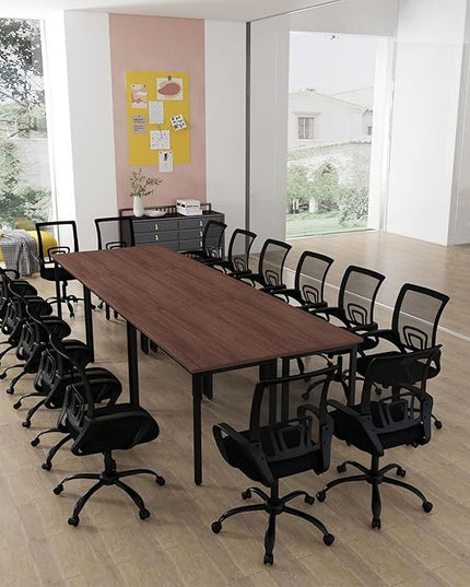 Bonzy Home Conference Table Chairs Set 14FT, 165"x47.2"x29.5" Tables & 16pcs Chairs Set for Conference Room Meeting Room Office, Walnut