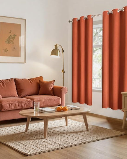 YoungsTex Blackout Curtains 72 Inches Length for Bedroom - Burnt Orange Thermal Insulated Drapes with Grommet Room Darkening Privacy for Living Room Windows, 2 Panels, 42 x 72 Inch, Terracotta
