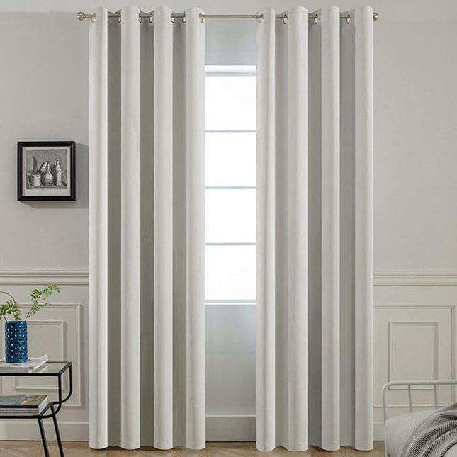 Yakamok Room Darkening Thermal Insulated Light Blocking Blackout Curtains, 2 tie Backs Included(52Wx84L,Light Beige,2 Panels)
