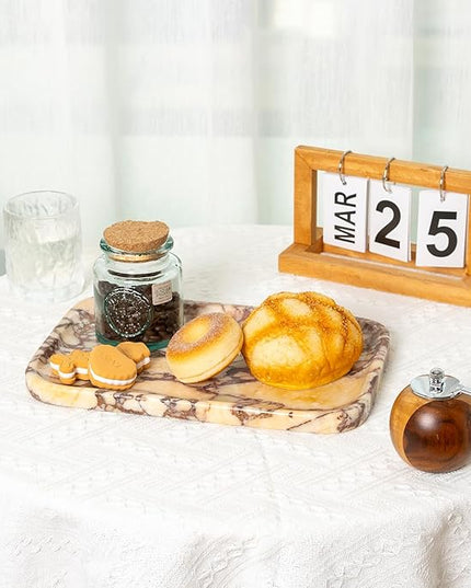 Calacatta Marble Vanity Trays, Marble Bathroom Tray Countertop, Luxury Decorative Dresser Organizer, Purple&White Natural Stone Serving Tray for Kitchen, Perfume, Jewelry Holder Storage