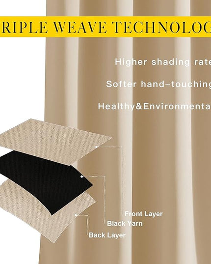 NICETOWN Doorway Curtains & Drapes 78 inches Long - Grommet Window Treatment Thermal Insulated Privacy Blackout Curtains & Drapes for Bedroom (Biscotti Beige, Set of 2, W52 x L78)