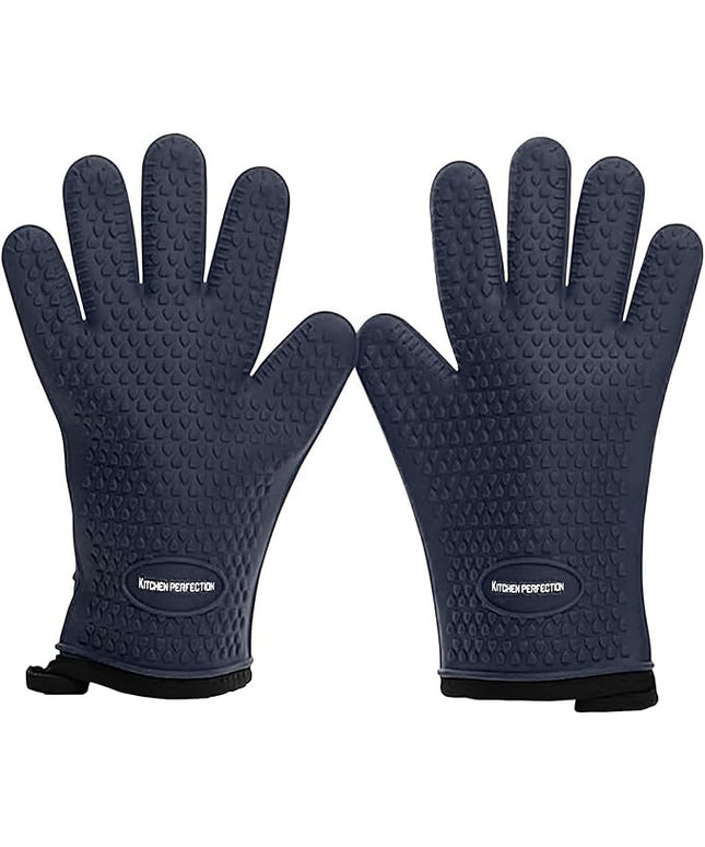 KITCHEN PERFECTION Silicone Smoker Oven Gloves - Extreme Heat Resistant BBQ Gloves - Handle Hot Food Right on Your Smoker Grill Fryer Pit | Waterproof Oven Mitts | Superior Value Set + 3 Bonuses