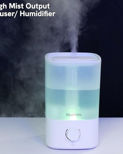 BlueHills Premium 5000 ML XL Essential Oil Diffuser Humidifier Large Room Huge Coverage Area 5 Liter Big Capacity High Mist Output 100 Hours Long Run Time Aroma Diffuser White G501