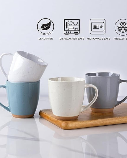 AmorArc 12oz Coffee Mugs, Ceramic Coffee Mugs set of 4 for Man, Woman, Dad, Mom, Modern Coffee Mugs with handle for Latte/Cappuccino/Milk/Cocoa. Dishwasher&Microwave Safe,Multi-Color