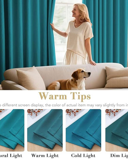 H.VERSAILTEX Solid Turquoise Blue Thermal Insulated Blackout Curtains Nickel Grommet Panels Room Darkening Window Drapes for Bedroom/Living Room 52 x 72 Inch (Set of 2)