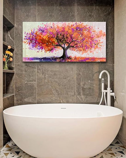 Wapluam Wall Art For Living Room Canvas Wall Decor For Office Bedroom Decorations Red Tree Wall Painting Abstract Watercolour Wall Pictures Artwork Canvas Prints Posters Modern Home Decor 40" x 20"