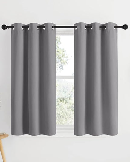 NICETOWN Room Darkening Kitchen Curtains - Window Treatment Thermal Insulated Grommet Light Blocking Curtains & Drapes for Bedroom/Cafe (Silver Grey, 2 Panels, 34 by 50)
