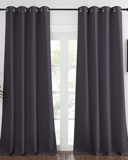 NICETOWN Bedroom Curtain Room Darkening Drapery 102 inches Length - Home Fashion Thermal Insulated Grommet Room Darkening Curtain for Living Room (Greyish Purple, 1 Panel, 52 x 102 inches)
