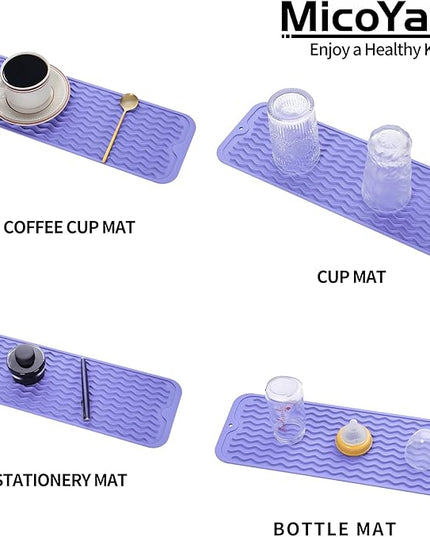 Silicone Dish Drying Mat for Multiple Usage,Easy clean,Eco-friendly,Heat-resistant Silicone Mat for Kitchen Counter,Sink,Bar,Bottle,or Cup Light Purple M 17 inches x 6 inches