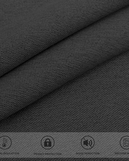 Easy-Going Linen Look Blackout Curtain Grommet Window Curtain Drapes for Bedroom, Living Room Thermal Insulated Room Darkening (2 Panels, 52x84 inch, Dark Gray)