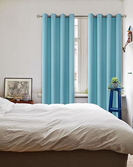 BGment Blackout Curtains - Grommet Thermal Insulated Room Darkening Bedroom and Living Room Curtains, Set of 2 Panels (52 x 95 Inch, Aqua)