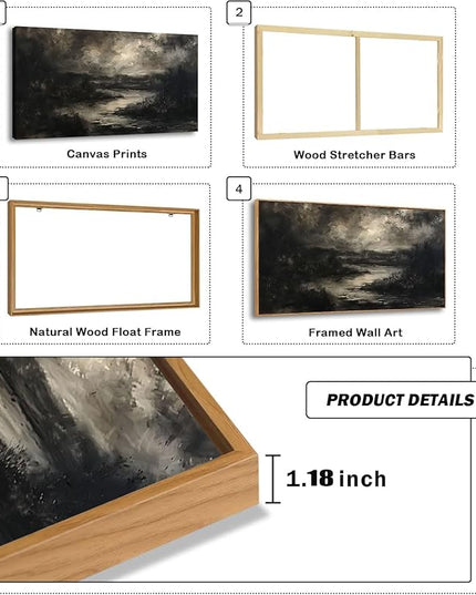 ILLBDR Framed Large Wall Art Moody Wall Decor Dark academia Wall Art Nature Landscape Painting Print Rustic Farmhouse Picture for Living Room Bedroom Office 20"x40"