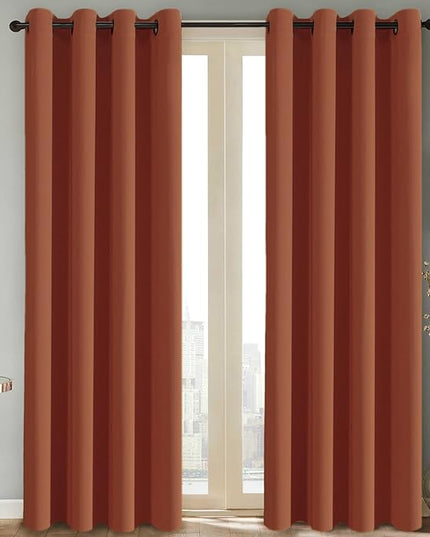 H.VERSAILTEX Thermal Insulated Blackout Window Panels Microfiber Formaldehyde-Free Kids Curtains for Holiday Season Home Decoration,Grommet Top,52 by 96 - Inch - Orange - Set of 2