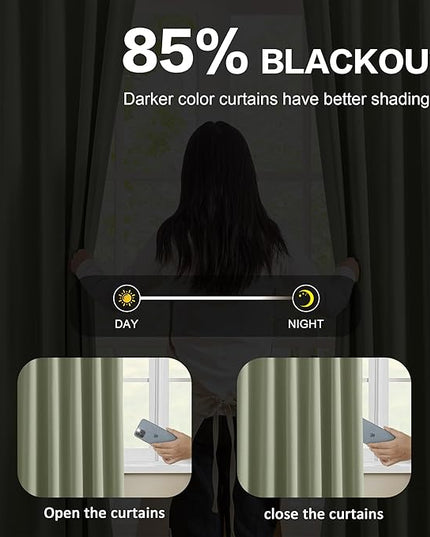 KEQIAOSUOCAI Pinch Pleated Sage Green Blackout Curtains 102 Inches Long, Window Treatment Black Out Curtain for Living Room Darkening Nursery Drapes with Hooks 40x102-2 Panels Set