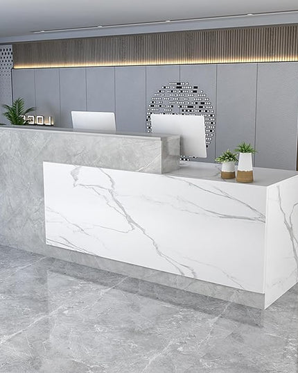 Reception Counter Desk with Lockable Drawers, Modern Retail Counter Table, Home Office Desk for Checkout, Office/Beauty Salon/Lobby