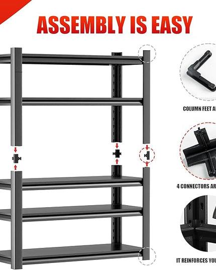 Heavy Duty Metal Storage Rack Shelving for Garage, 5 Tier Shelving Unit - Garage Storage Shelf, Industrial Utility Shelving, Durable Metal Shelf Organizer 24" D x48 W x87 H