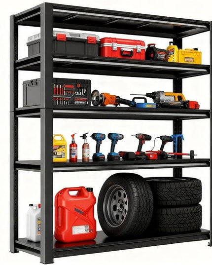 Metal Garage Shelving Unit, Heavy Duty 5-Tier Adjustable Storage Rack, Steel Shelving,2000 lbs Capacity, Industrial Shelves for Heavy Tools and Equipment (5-Tier 63" H x40 W x 18" D)