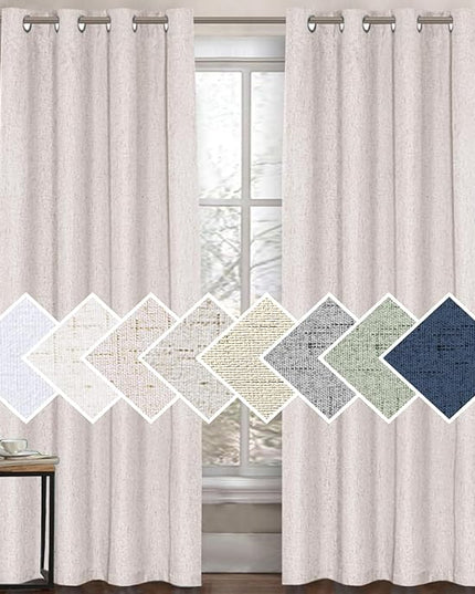 H.VERSAILTEX 100% Blackout Curtain for Bedroom 84 Inches Long Grommet Linen Face Full Light Blocking Curtain Drape for Living Room Thermal Insulated Linen Look Curtain 1 Panel, 52" W x 84" L, Ivory