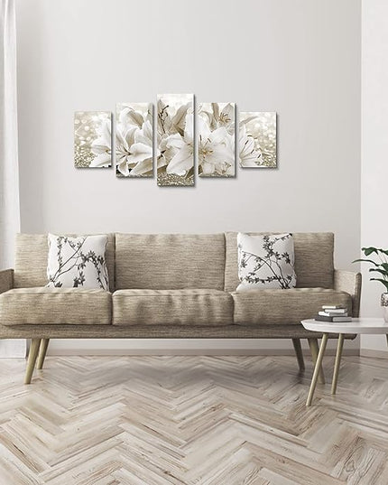 LUDUHU Arts Modern Flower Theme Wall Art - Abstract Orchid Canvas Wall Decor Flower Abstract Painting Still Life Canvas Wall Art for Home Decor (I,Oversize 40x20inch)