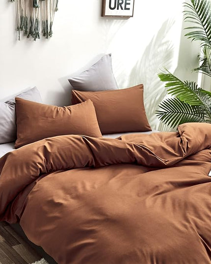 CLOTHKNOW Pumpkin Queen Comforter Set 3Pcs erracotta Bedding Comforter Sets Soft Burnt Orange Comforter Caramel Queen Comforter with 2 x Pillowcases