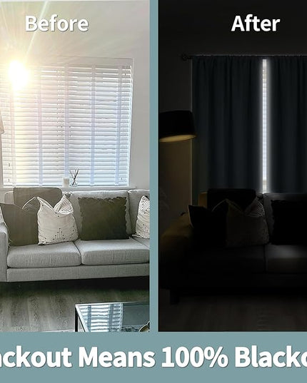 BGment 100% Blackout Curtains for Bedroom 84 Inch Length, Full Room Darkening Curtains for Living Room Rod Pocket with Thermal Insulated Liner, Each Window Curtains 2 Panels, 52 x 84 Inch, Aqua