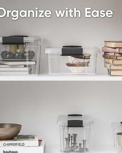 Superio Storage Bins with Lids, Clear Plastic Containers for Organizing, Stackable Totes, BPA Free, Odor Free, Organizer Boxes for Home, and Dorm (4 Pack, 13.7 Qt)