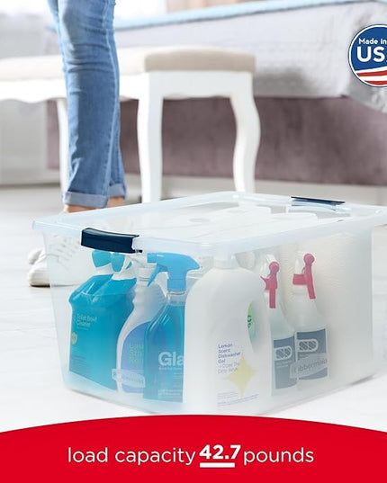 Rubbermaid Cleverstore 95 Qt Clear Storage Bins with Lids, 4-Pack, Stackable, BPA-Free, Made in USA
