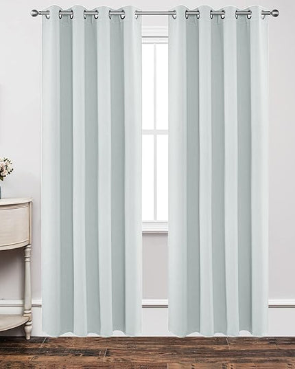 Joydeco White Curtains 84 Inches Long 2 Panels Set, Thermal Insulated Long Drapes 2 Burg, Room Darkening Grommet Drapes for Living Room Bedroom Window (W42 x L84 Inch, Greyish White)