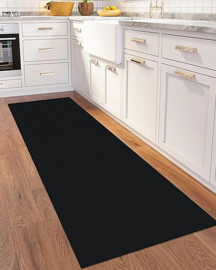 KOZYFLY Washable Runner Rug 2x6 Ft Runners for Hallways Non Slip Kitchen Runner Rugs Braided Cotton Entryway Runner Indoor, Carpet Runners for Hallway Kitchen Entryway Bedroom, Black