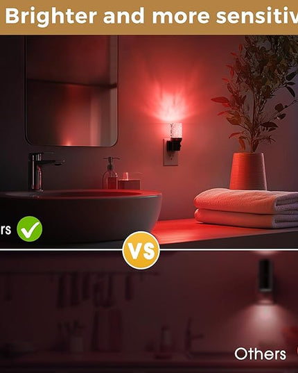 L LOHAS LED Night Light, 2 Pack Dimmable Night Lights Plug into Wall, Color Changing Nightlight RGB with Auto Light Sensor for Halloween, Christmas, Holiday, Hallway Bedroom Kids Room