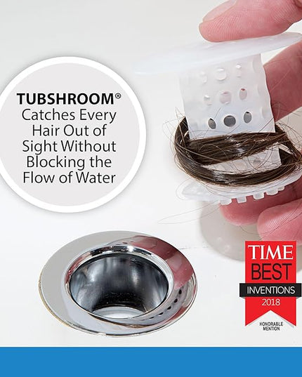 TubShroom Tub Drain Hair Catcher Strainer, 2 Pack, Clear – Drain Protector and Hair Catcher for Bathroom Drains, Fits 1.5” – 1.75” Bathtub and Shower Tub Drains