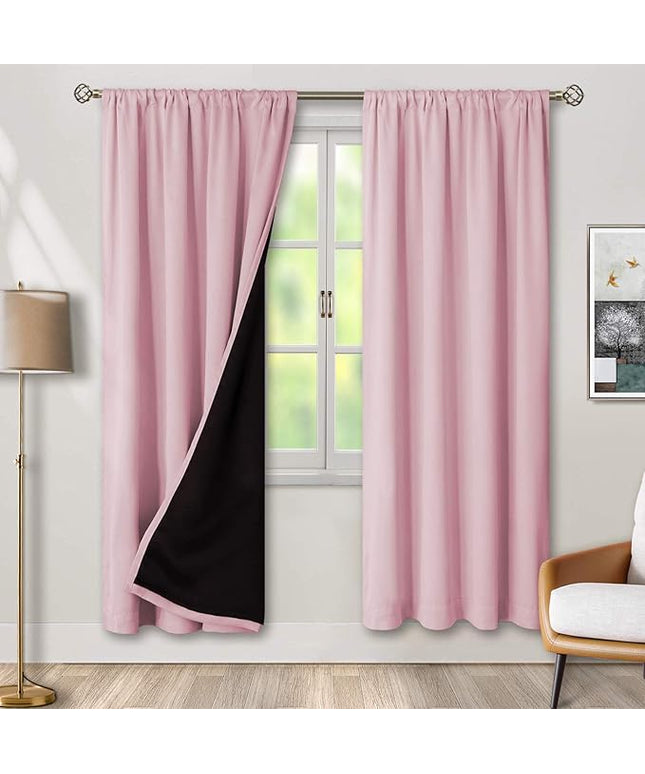 BGment Pink Blackout Curtains for Nursery 2 Panels Set, Kids Curtains Thermal Insulated and Noise Canceling Full Black Out Girls Baby Room 84 Inch Length, Each Room Darkening Curtains 52 Inch Wide