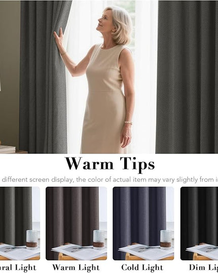 H.VERSAILTEX Linen Blackout Curtain 63 Inches Long for Bedroom/Living Room Thermal Insulated Grommet Linen Curtain Drapes Primitive Textured Burlap Effect Window Drapes 1 Panel, Heather Charcoal Gray