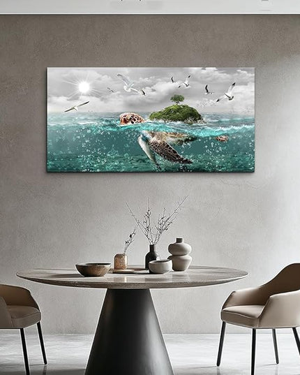 Canvas Wall Art For Living Room Large Size Wall Decor For Bedroom Artwork For Walls Pictures Sea Turtles Canvas Art Prints Bathroom Decoration Blue Ocean Paintings Ready To Hang Room Home Decorations